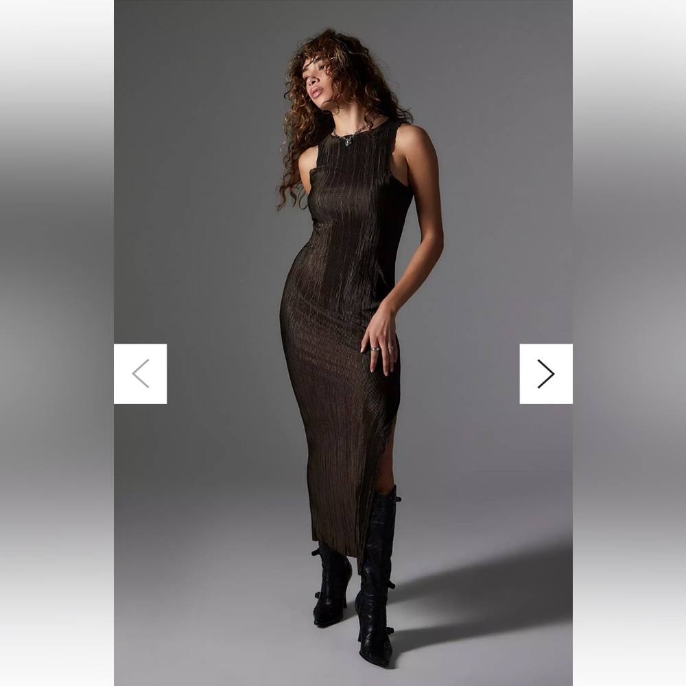 Archive At UO Chocolate Plisse Tank Dress